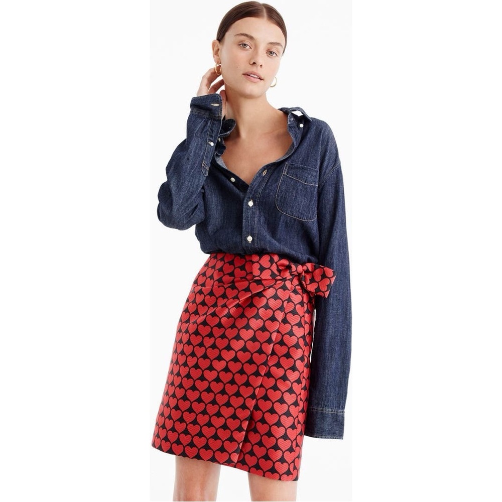 NWT J. Crew Castlebar Snuggle Heart Wrap Printed Lovecore Mini Skirt 4